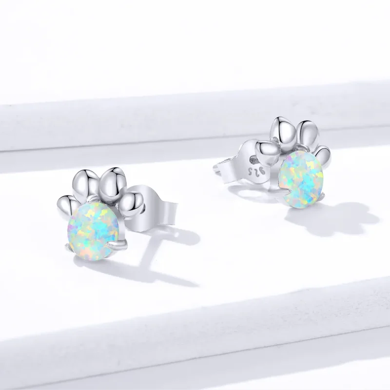 (image for) Pandora Style Opal Pet Seal Stud Earrings - BSE346 - View 3