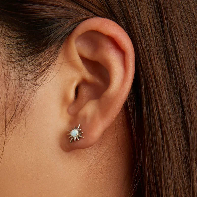 (image for) Pandora Style Opal Star Stud Earrings - BSE581 - View 7