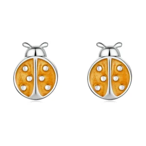(image for) Pandora Style Orange Ladybug Stud Earrings - SCE1345