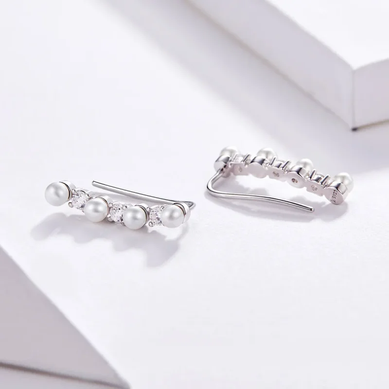 (image for) Pandora Style Pearl Stud Earrings - BSE118 - View 3