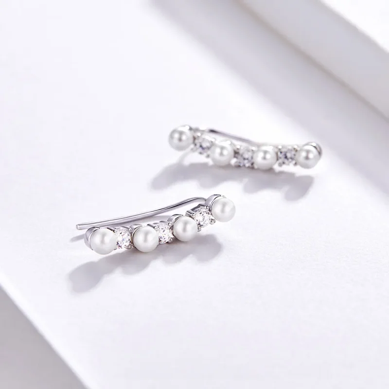 (image for) Pandora Style Pearl Stud Earrings - BSE118 - View 4