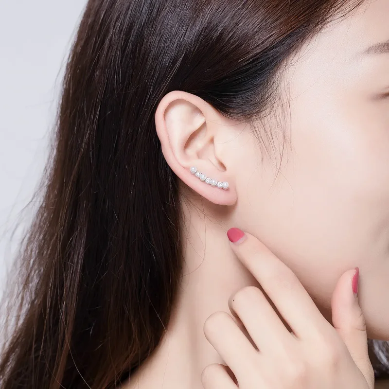 (image for) Pandora Style Pearl Stud Earrings - BSE118 - View 5