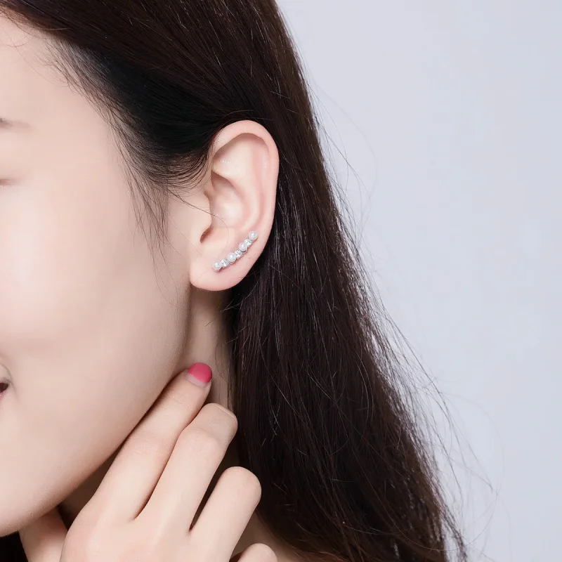 (image for) Pandora Style Pearl Stud Earrings - BSE118 - View 6