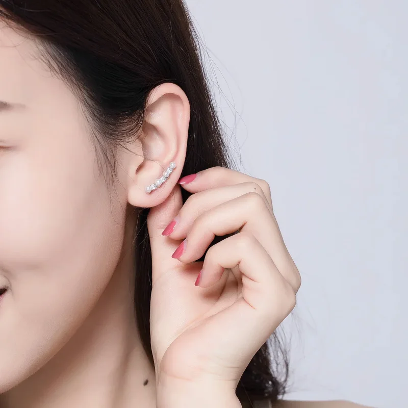 (image for) Pandora Style Pearl Stud Earrings - BSE118 - View 7