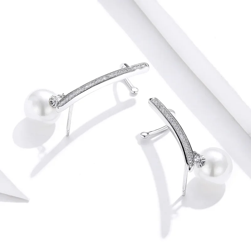 (image for) Pandora Style Pearl Stud Earrings - BSE299 - View 3