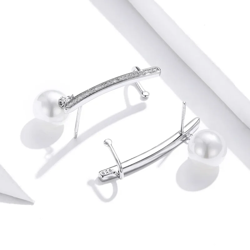 (image for) Pandora Style Pearl Stud Earrings - BSE299 - View 4