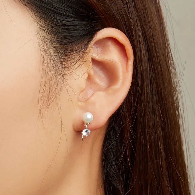 (image for) Pandora Style Pearl Stud Earrings - BSE684 - View 6