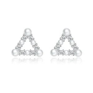 (image for) Pandora Style Pearl Triangle Stud Earrings - BSE215