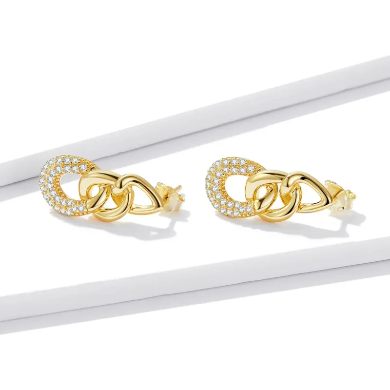 (image for) Pandora Style Personality Chain Stud Earrings - BSE545 - View 2