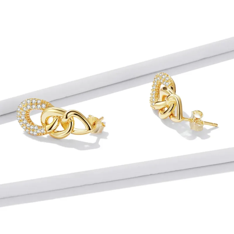 (image for) Pandora Style Personality Chain Stud Earrings - BSE545 - View 3
