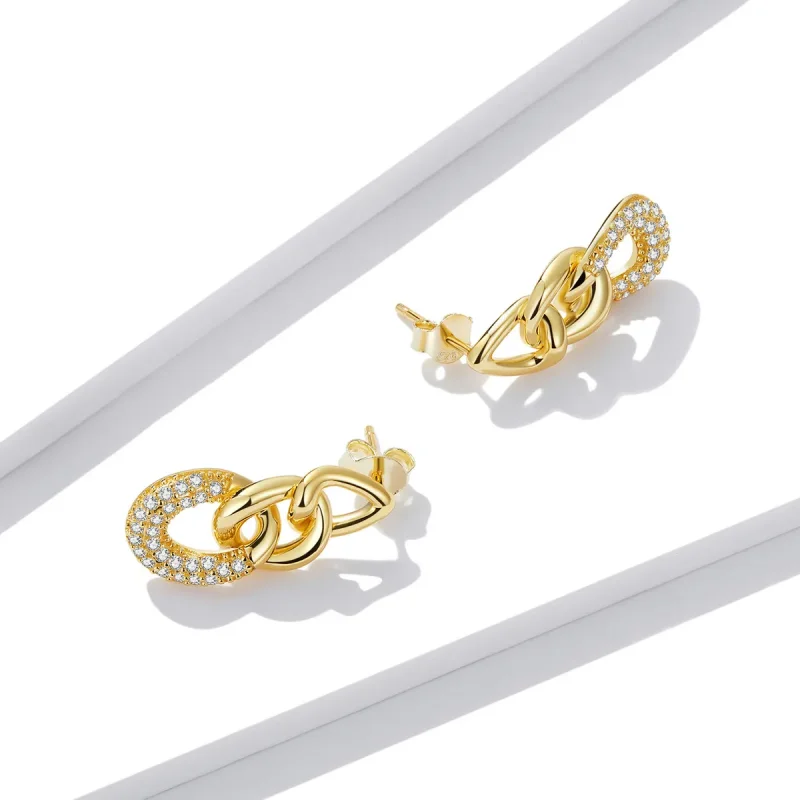 (image for) Pandora Style Personality Chain Stud Earrings - BSE545 - View 4