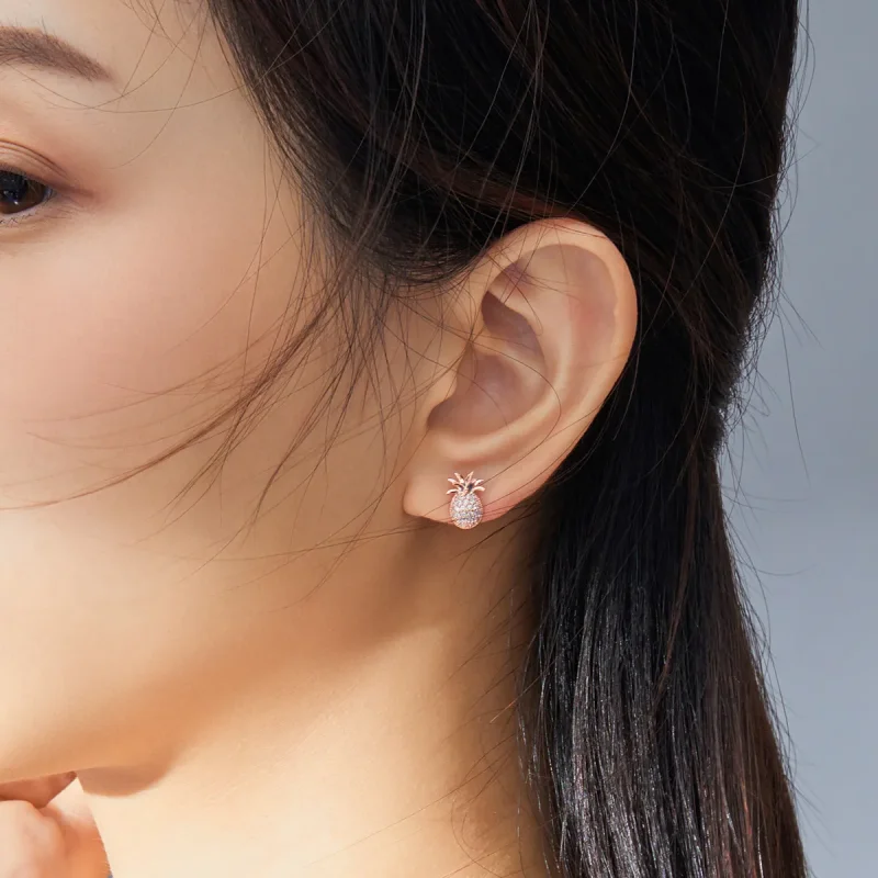 (image for) Pandora Style Pineapple Stud Earrings - SCE803 - View 8