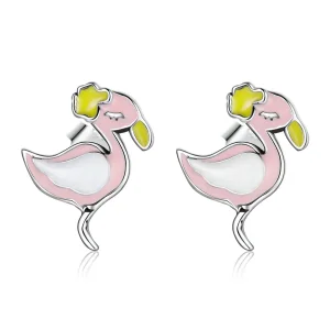 (image for) Pandora Style Pink Flamingo Stud Earrings - SCE1276
