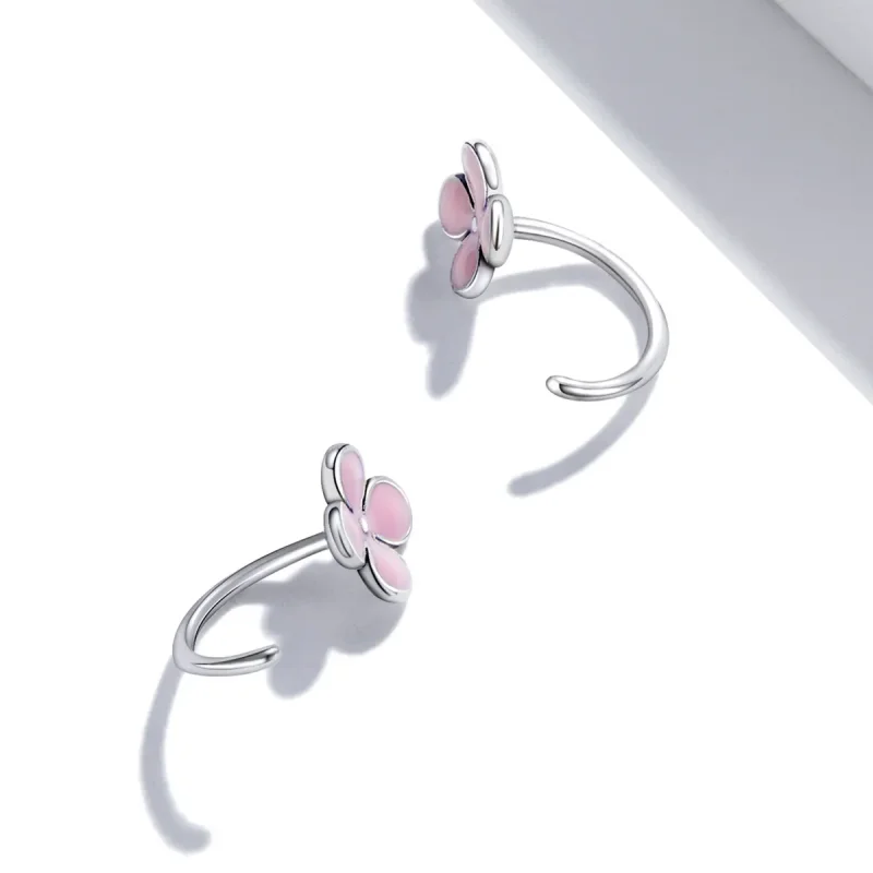 (image for) Pandora Style Pink Flowers Stud Earrings - SCE1286 - View 4
