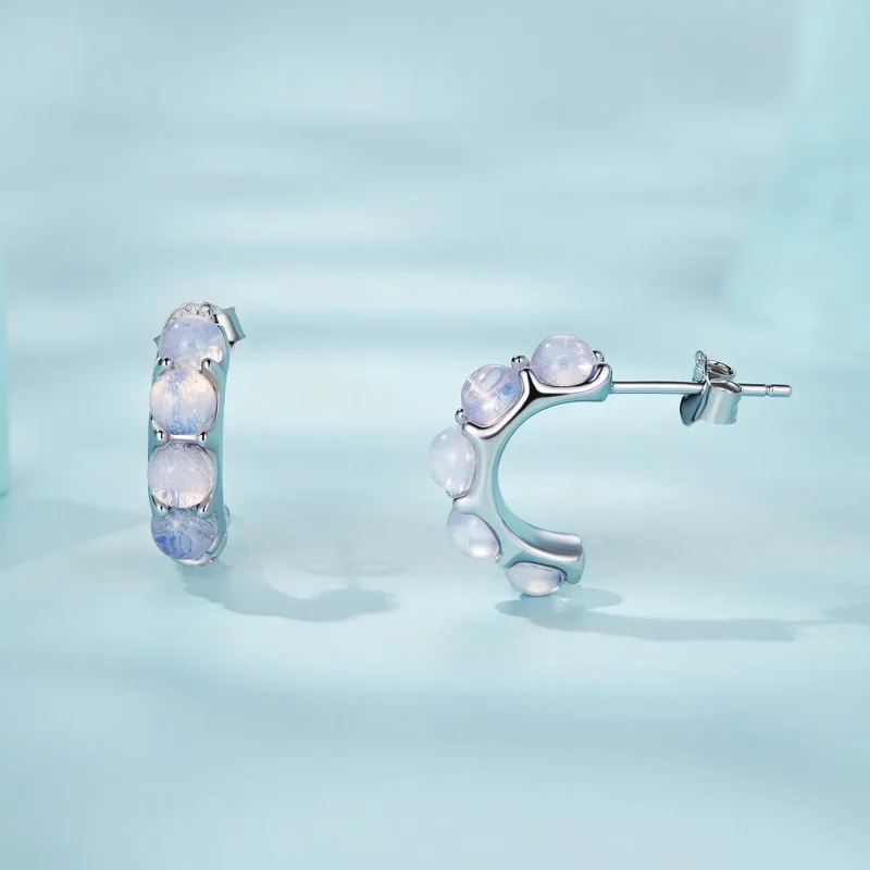 (image for) Pandora Style Pink Glass Stud Earrings - SCE1452 - View 2