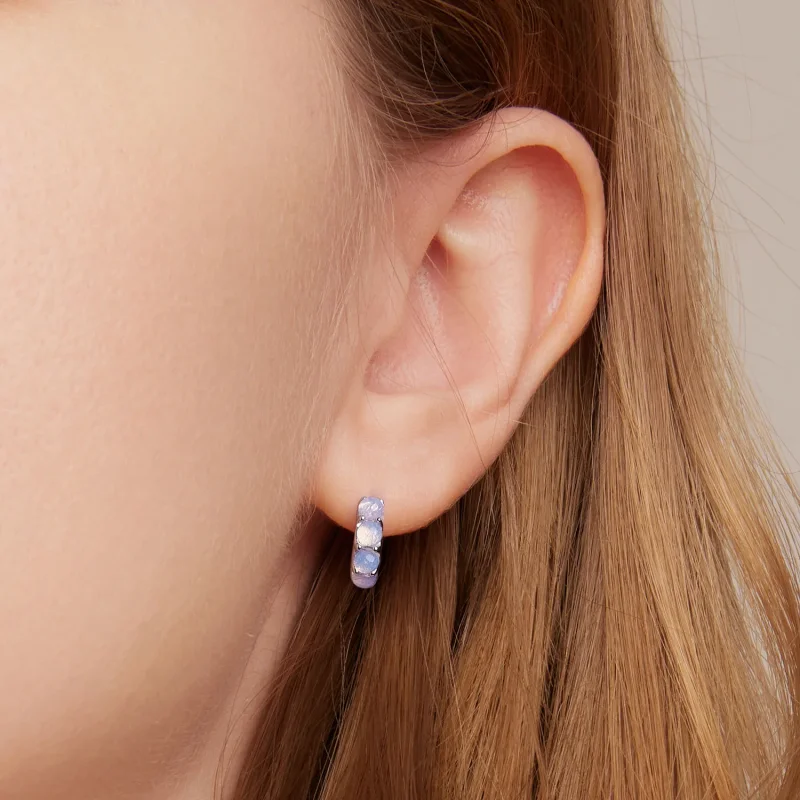 (image for) Pandora Style Pink Glass Stud Earrings - SCE1452 - View 6