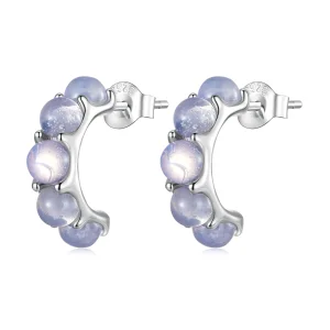 (image for) Pandora Style Pink Glass Stud Earrings - SCE1452