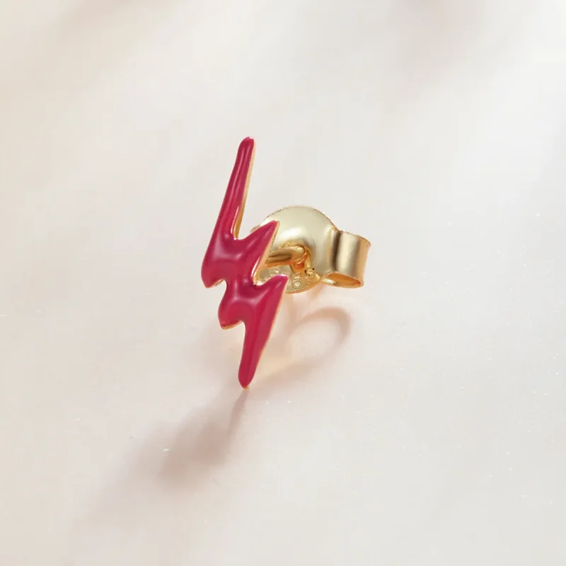 (image for) Pandora Style Pink Lightning Stud Earrings - SCE1236 - View 2