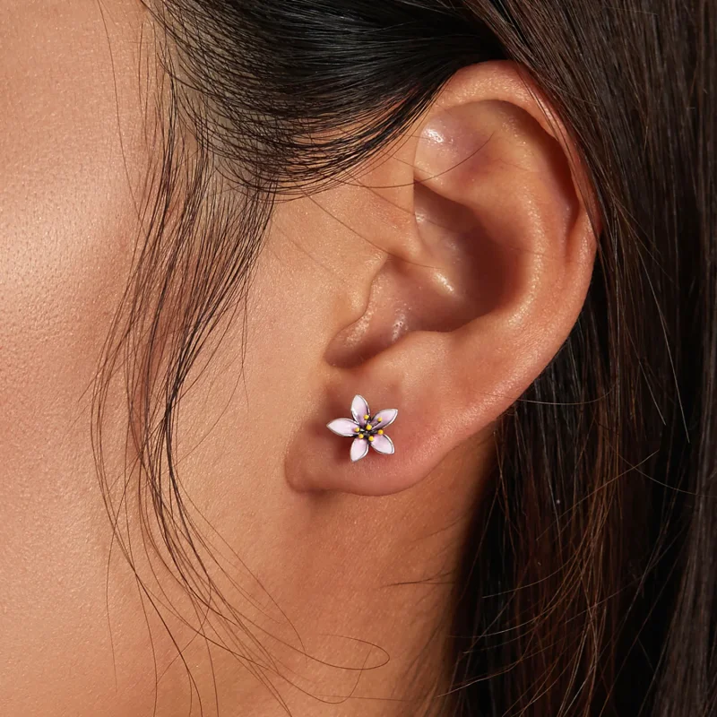(image for) Pandora Style Pink Sakura Stud Earrings - SCE1273 - View 6
