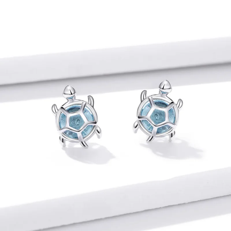(image for) Pandora Style Playful Turtle Stud Earrings - BSE406 - View 2