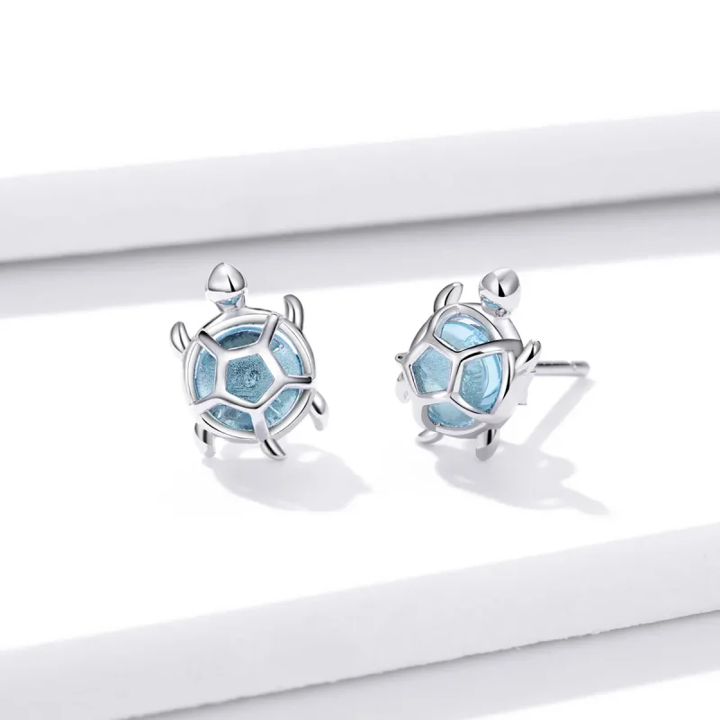 (image for) Pandora Style Playful Turtle Stud Earrings - BSE406 - View 3