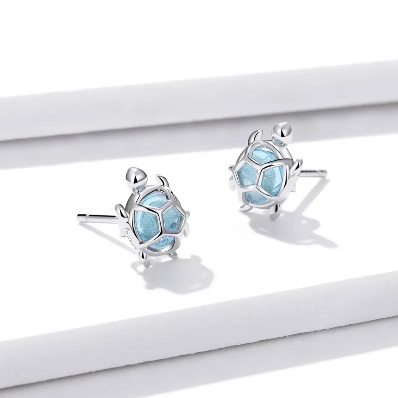 (image for) Pandora Style Playful Turtle Stud Earrings - BSE406 - View 4