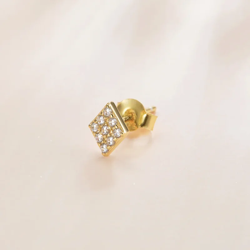 (image for) Pandora Style Poker - Cubes Stud Earrings - SCE1055 - View 2