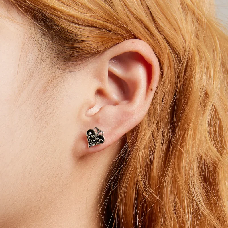 (image for) Pandora Style Poker Hearts Stud Earrings - SCE1378 - View 8