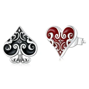 (image for) Pandora Style Poker Hearts Stud Earrings - SCE1378