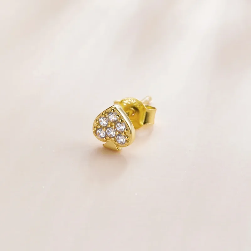 (image for) Pandora Style Poker - Spades Stud Earrings - SCE1054 - View 2