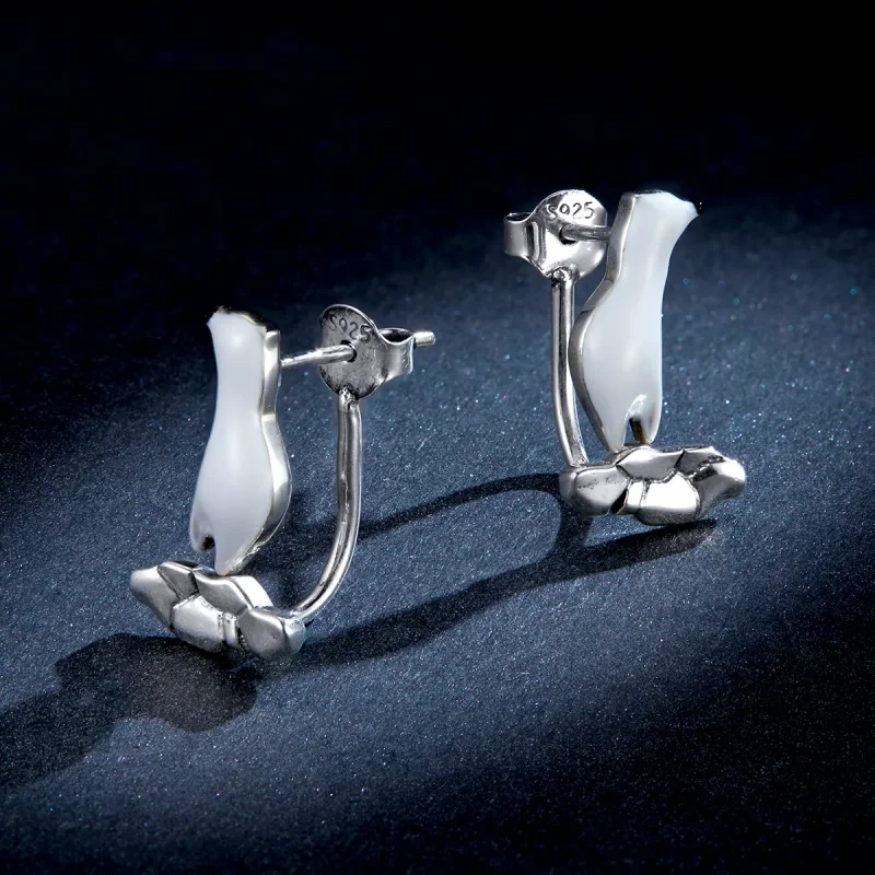 (image for) Pandora Style Polar Bear On Cracked Ice Stud Earrings - BSE347 - View 5