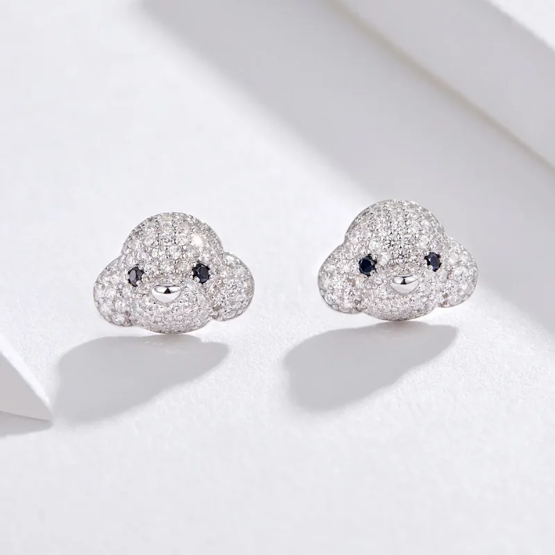 (image for) Pandora Style Poodle Stud Earrings - BSE098 - View 2