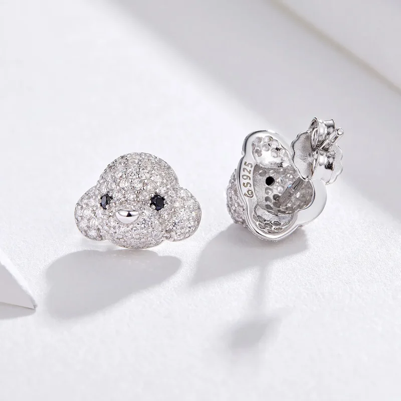 (image for) Pandora Style Poodle Stud Earrings - BSE098 - View 4