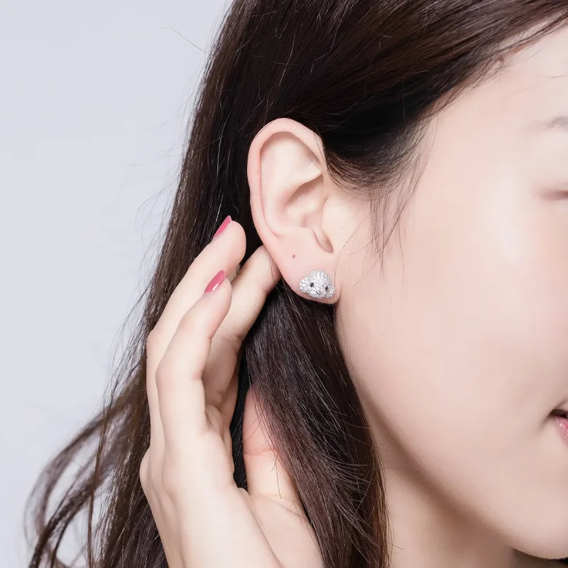 (image for) Pandora Style Poodle Stud Earrings - BSE098 - View 5