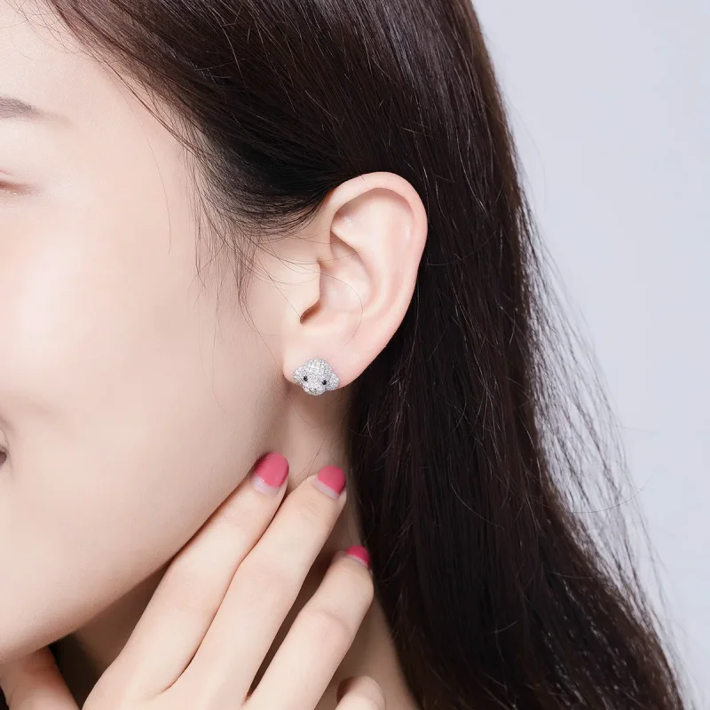 (image for) Pandora Style Poodle Stud Earrings - BSE098 - View 6