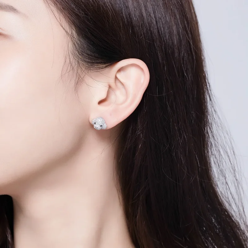 (image for) Pandora Style Poodle Stud Earrings - BSE098 - View 7