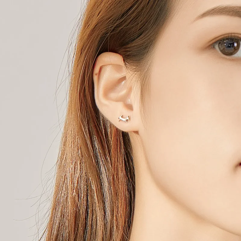 (image for) Pandora Style Puppy Stud Earrings - SCE818 - View 5