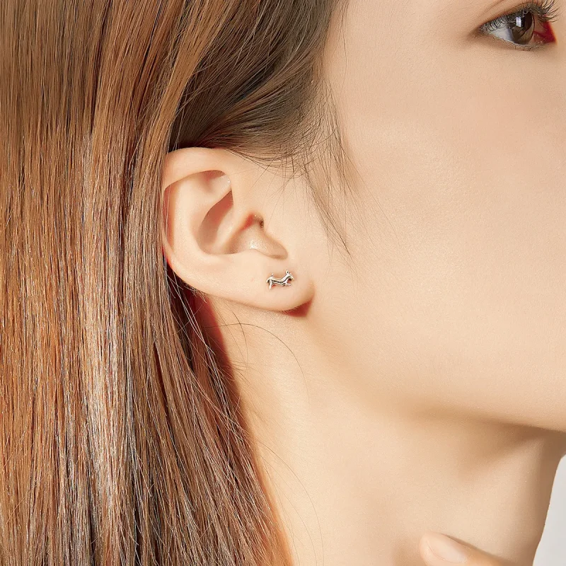 (image for) Pandora Style Puppy Stud Earrings - SCE818 - View 7