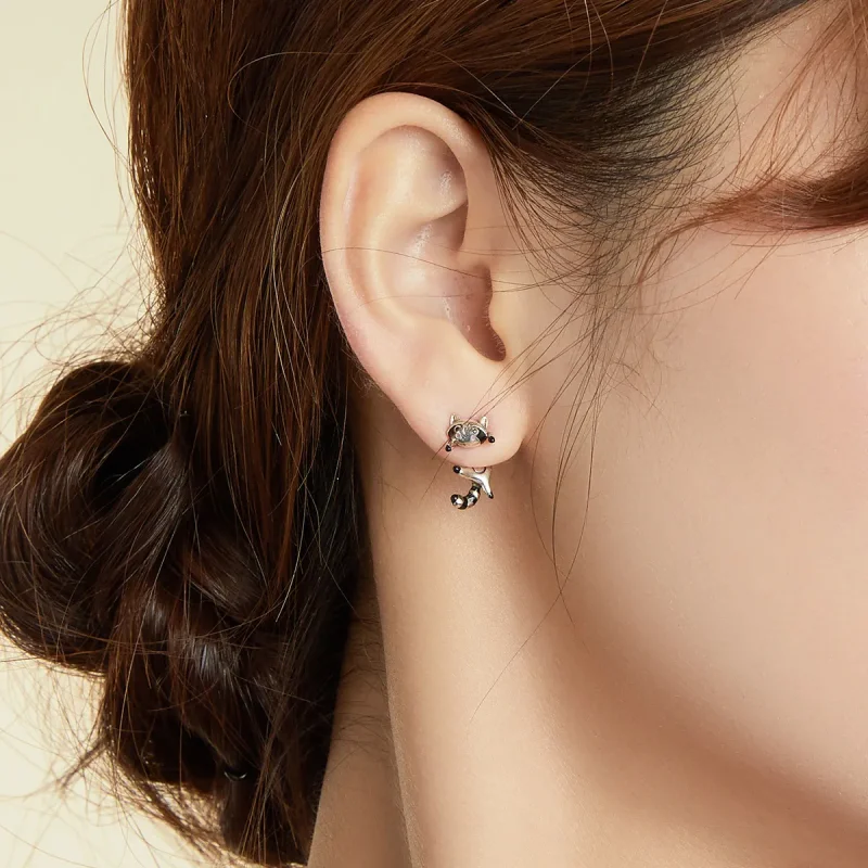 (image for) Pandora Style Raccoon Stud Earrings - SCE990 - View 6