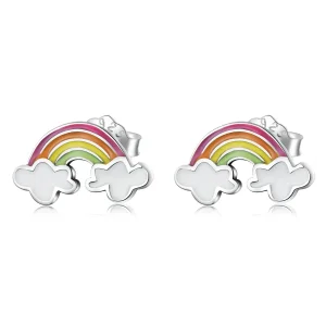 (image for) Pandora Style Rainbow Clouds Stud Earrings - SCE1339