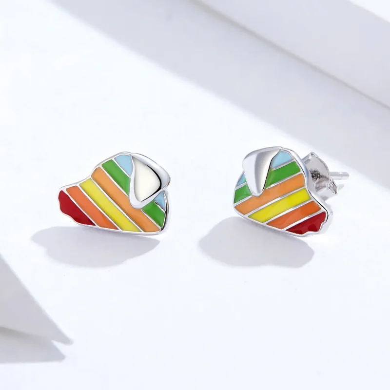 (image for) Pandora Style Rainbow Dog Stud Earrings - SCE825 - View 3