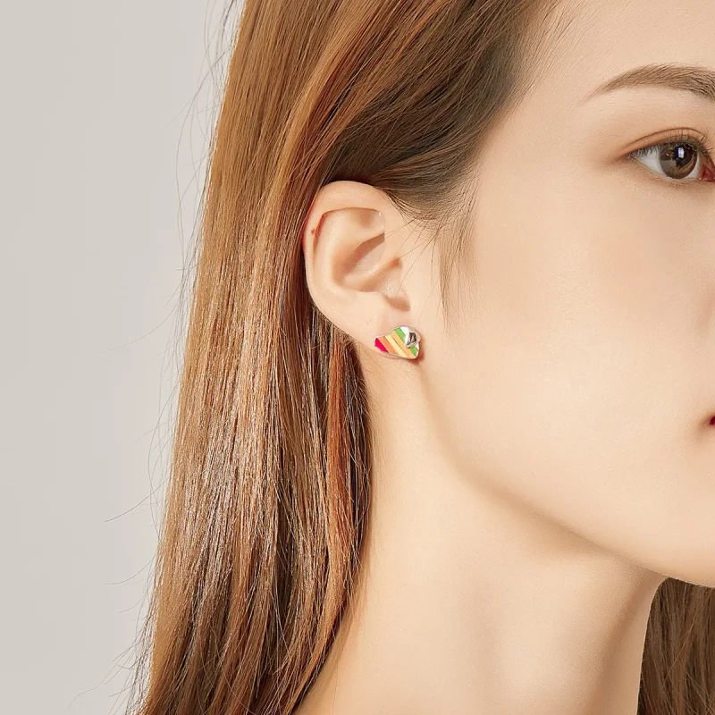 (image for) Pandora Style Rainbow Dog Stud Earrings - SCE825 - View 5