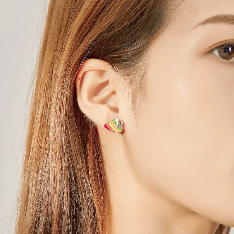 (image for) Pandora Style Rainbow Dog Stud Earrings - SCE825 - View 7