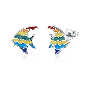 (image for) Pandora Style Rainbow Fish Stud Earrings - SCE824
