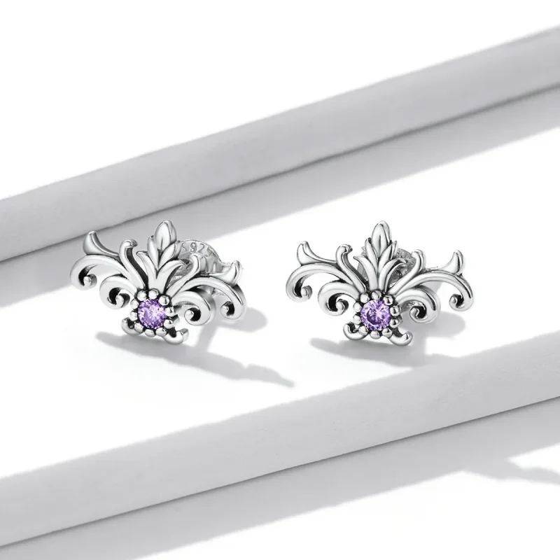 (image for) Pandora Style Retro Pattern Stud Earrings - BSE578 - View 2