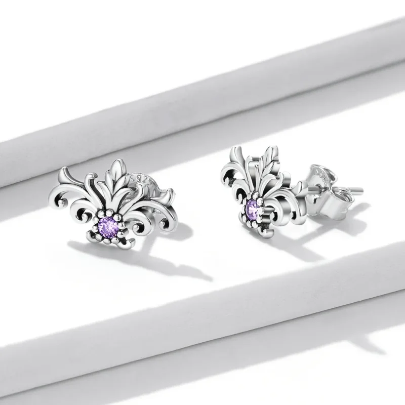 (image for) Pandora Style Retro Pattern Stud Earrings - BSE578 - View 3