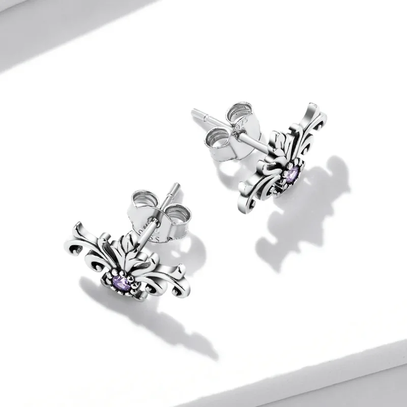 (image for) Pandora Style Retro Pattern Stud Earrings - BSE578 - View 4