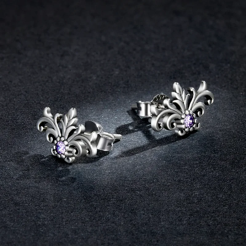 (image for) Pandora Style Retro Pattern Stud Earrings - BSE578 - View 5