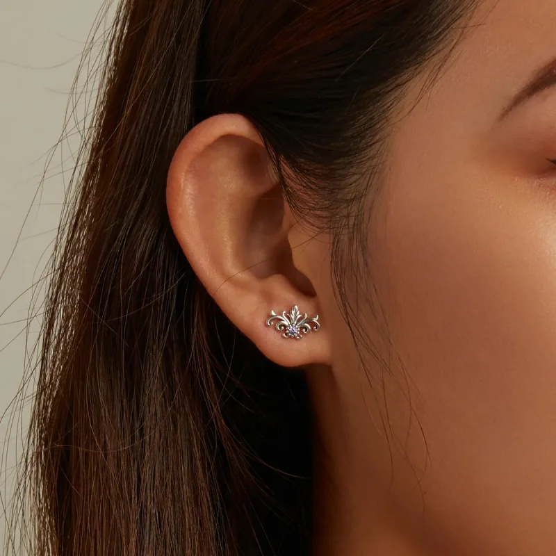 (image for) Pandora Style Retro Pattern Stud Earrings - BSE578 - View 8