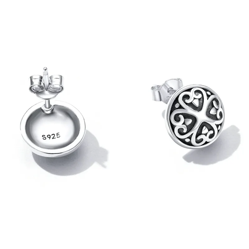 (image for) Pandora Style Retro Pattern Stud Earrings - SCE1396 - View 4